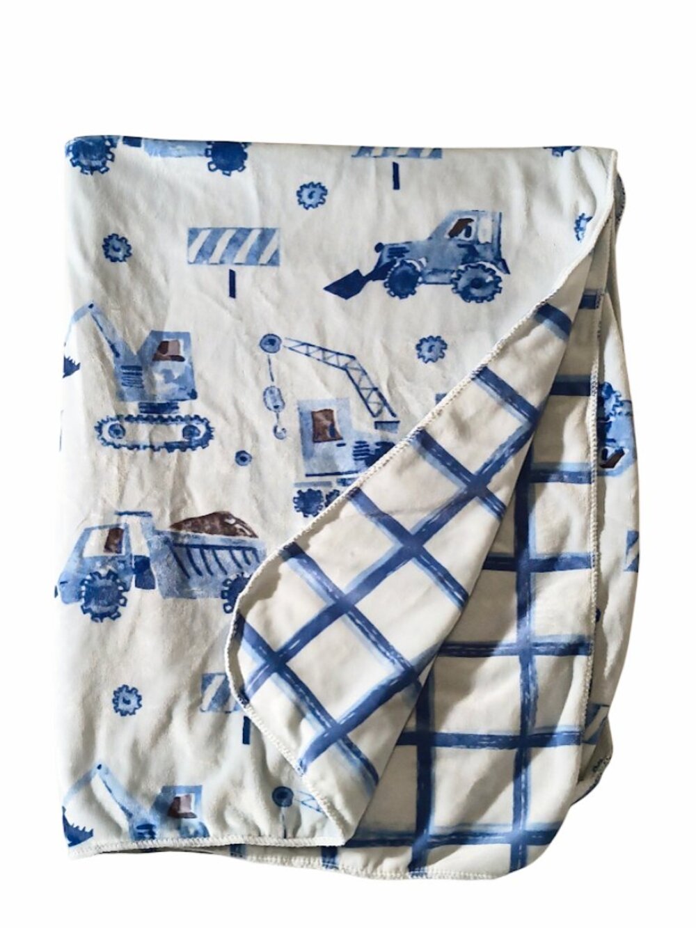 S.L. Home Fashions Construction Trucks Squares Lovey Security Blanket 28" X 36"